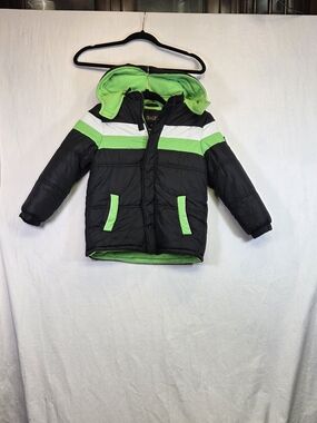 iXtreme Boys Size 6 Black Green Colorblock Fleece Lined Puffer Jacket. #0401